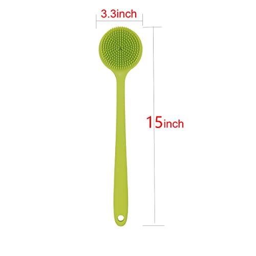 DNC DNC Silicone Back Scrubber Soft Bath Body Brush for Shower with Long Handle (Green)