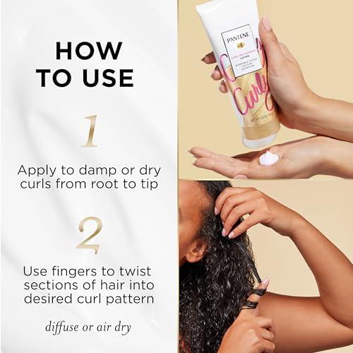 Pantene Pantene Pro-V Curl Cream Hair Lotion, Moisturizing Curl Defining Cream, Anti Frizz for Wavy or Curly Hair, with Vitamin B5, Pack of 3, 18 oz Total