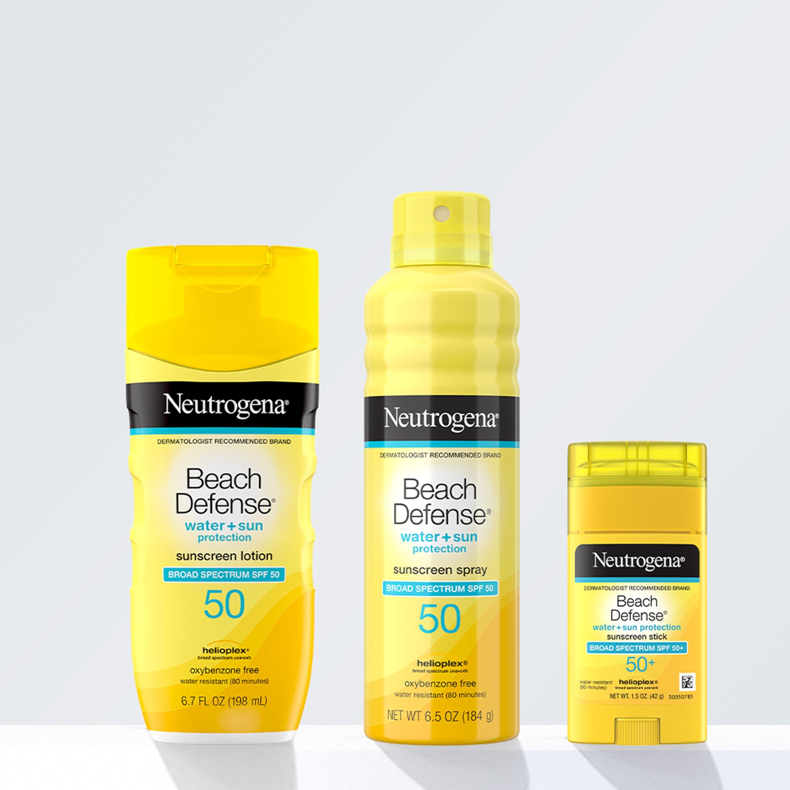 Neutrogena Neutrogena Beach Defense Water-Resistant SPF 50+ Sunscreen Stick, Broad Spectrum UVA/UVB Protection, PABA- & Oxybenzone-Free Face & Body Sunscreen Stick, Hands-Free Application, 1.5 oz