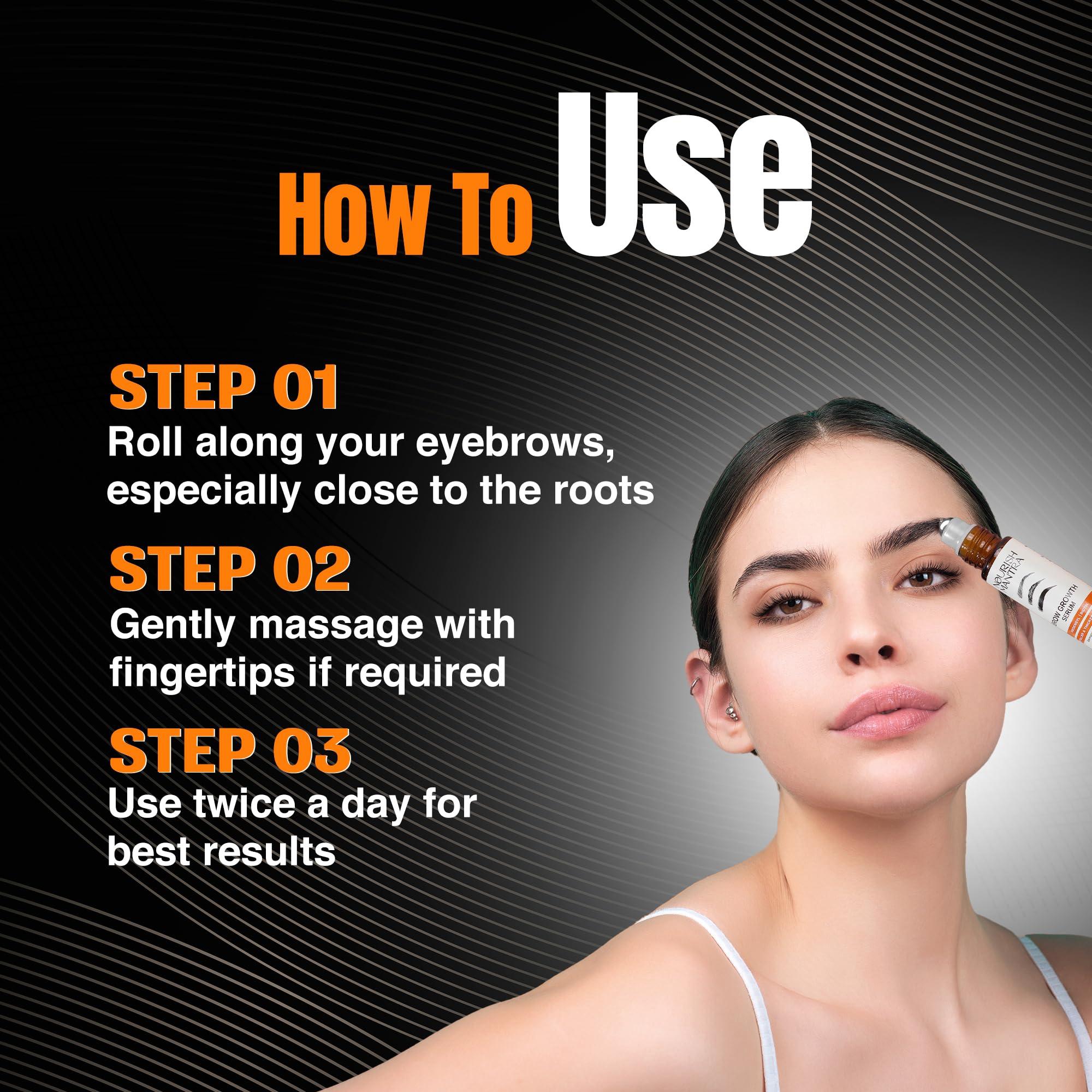 NOURISH MANTRA Nourish Mantra Eyebrow Growth Serum | Formulated with Redensyl, Biotin, Peptides & Amino Acids | Natural Eyebrow Serum and Enhancer for Thicker Brows | Brow Enhancing Serum 10 ml