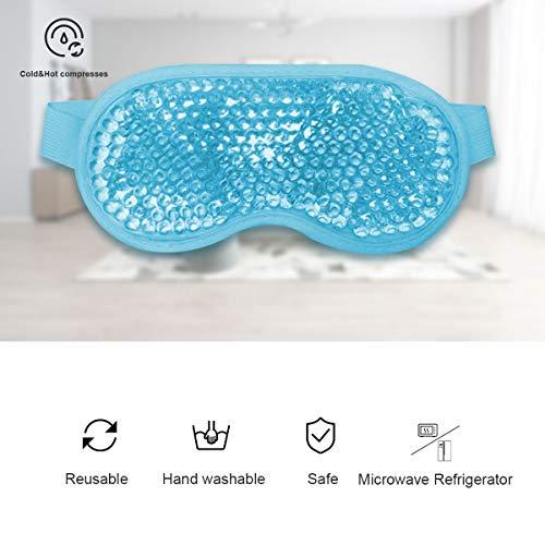 Adofect Adofect 2 PCS Gel Beads Ice Eye Mask Reusable Cooling Eye Mask, Hot and Cold Eye Mask Pack for Puffy Eyes, Dry Eyes, Dark Circles, Migraines and Tension Relief, Blue and Green