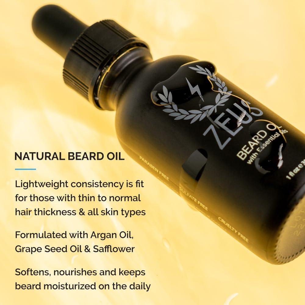 ZEUS ZEUS Starter Beard Wash & Beard Oil Kit for Men, Soften, Hydrates, & Moisturizes Facial Hair (Italian Cypress) MADE IN USA