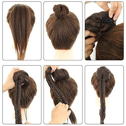 jeedou 20inch Long Synthetic Fishtail Braids Drawstring Rope with Claw Clip Ponytail Extension (M2/33)
