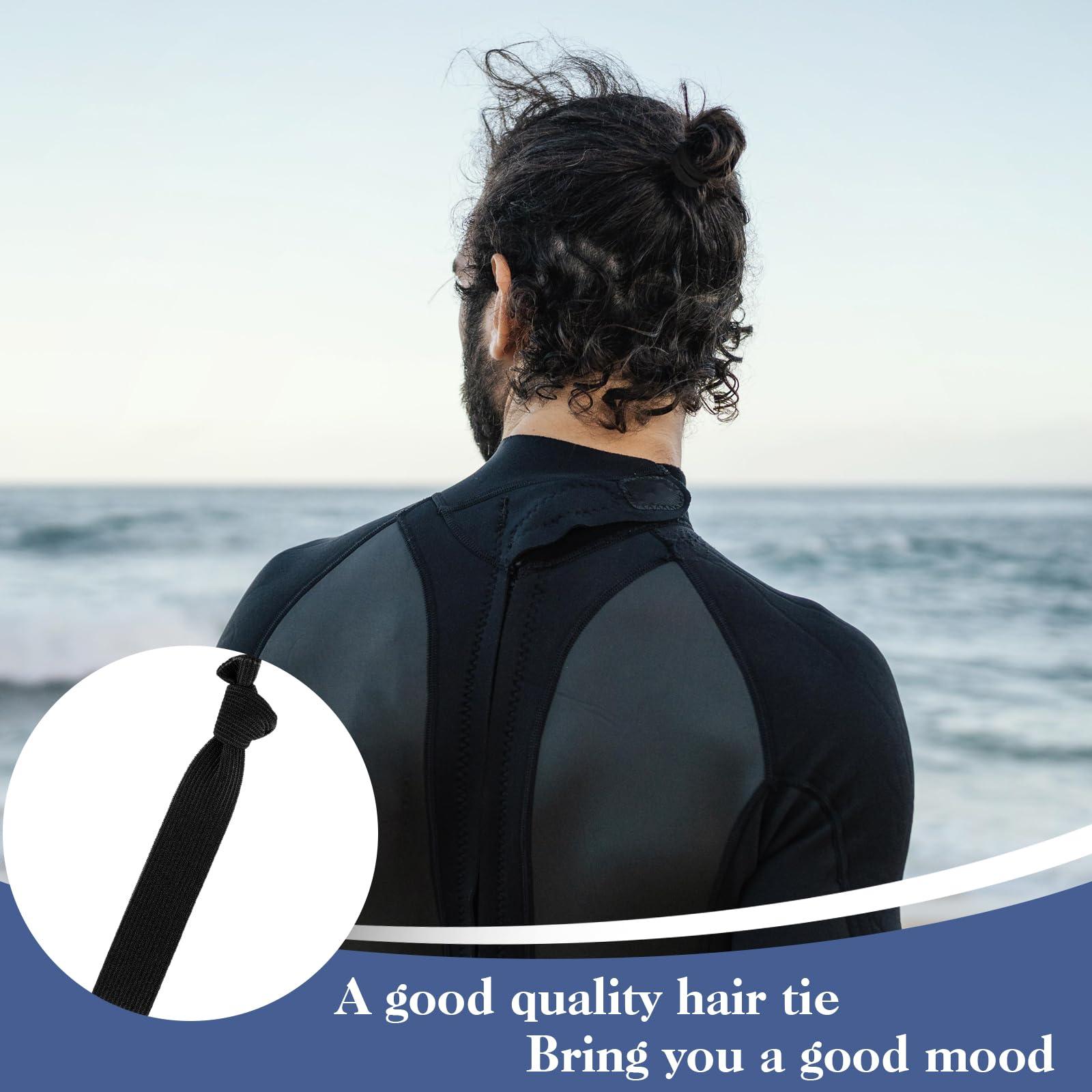 Teaaha Teaaha Hair Ties 20 PCS, Black Knotted Hair Ties for Guys, Men\'s Long Hair Ties, Curly Thick Elastic Hair Bands, No Crease Man Bun Hair Tie, Perfect Hairties for Men