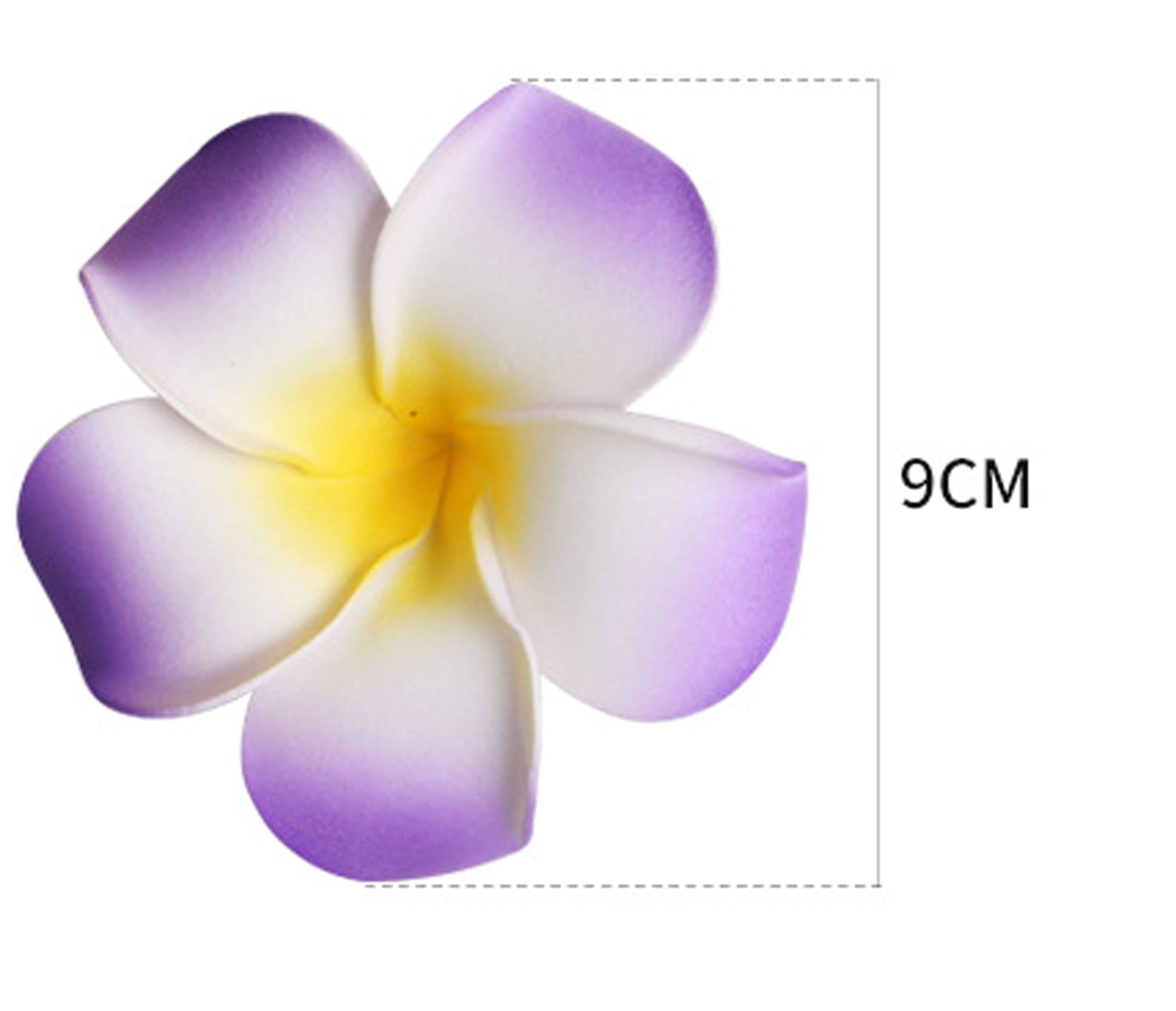 Geek-M Hawaiian Leis Bulk 36Ct Hawaiian Flower Lei with 24Ct Hawaiian Plumeria Flower Clips set Tropical Luau Party Supplies Beach Party Decoration for Adult Kids