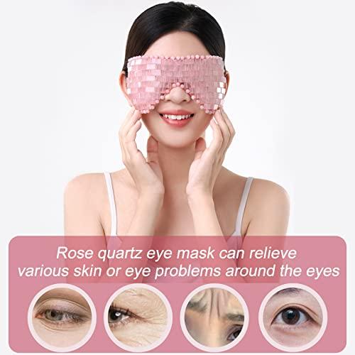 ideayard ideayard Rose Quartz Eye Mask, Cooling Jade Eye Mask 100% All Natural Crystal Eye Mask for Facial