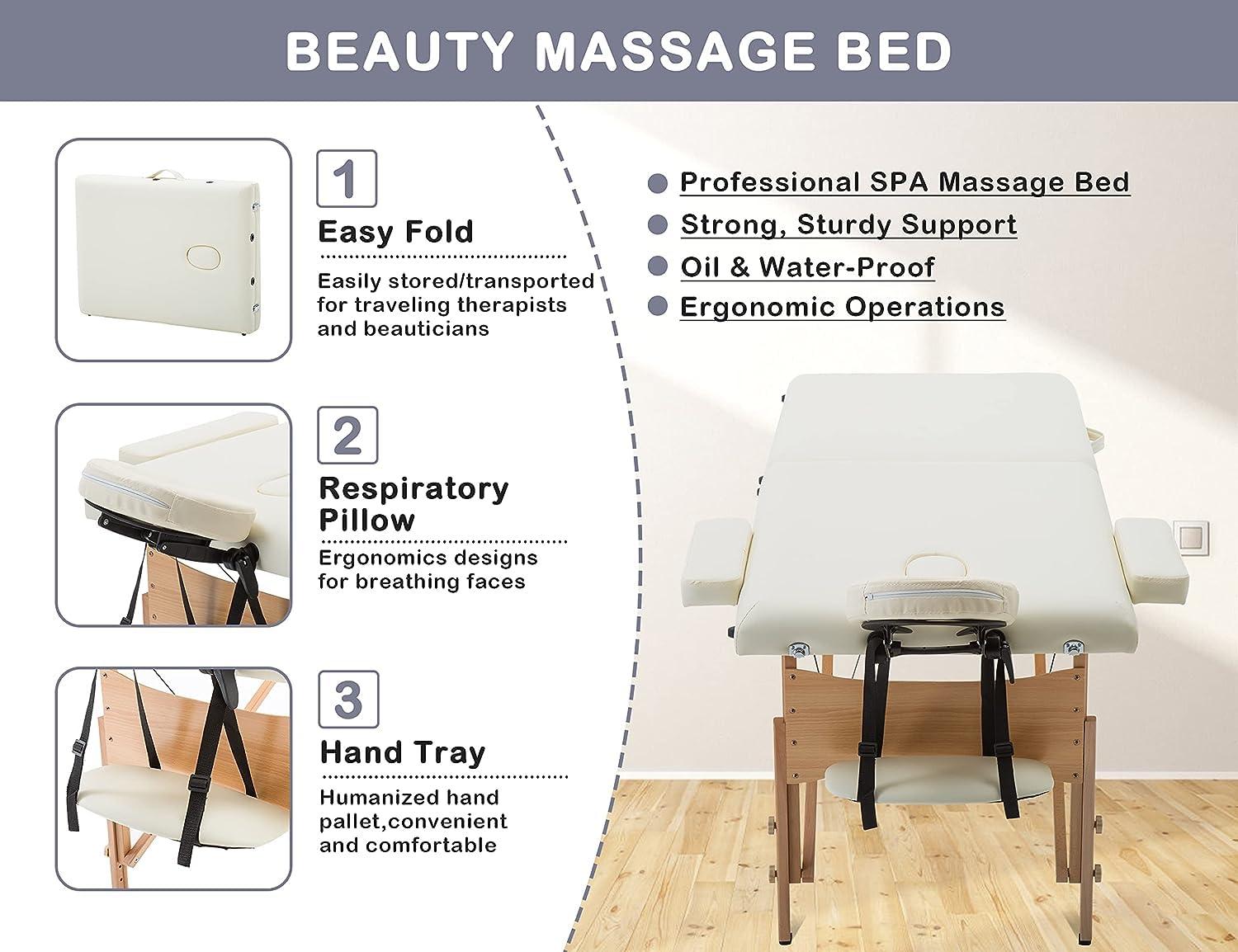 Capacmkseh 28 In Wide Massage Tables Portable Lash Bed 73 inch Tattoo Table, Height Adjustable Portable Spa Bed, 2 Folding Chiropractic Table w/Carry Case/Face Cradle/Hand Pallet for Travel Physical Therapist