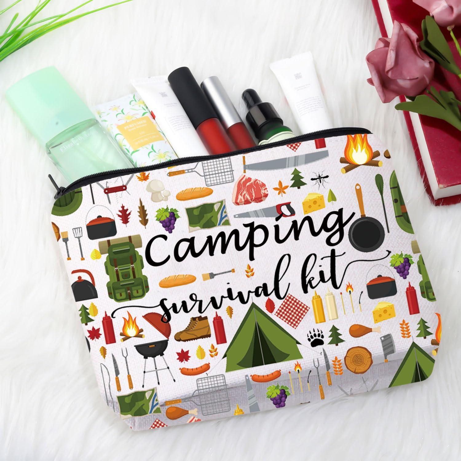 GJTIM Camping Survival Kit Camp Gift RV Gift Camper Accessories Travel Bag Happy Camper Gift (Survival Camping Bag)