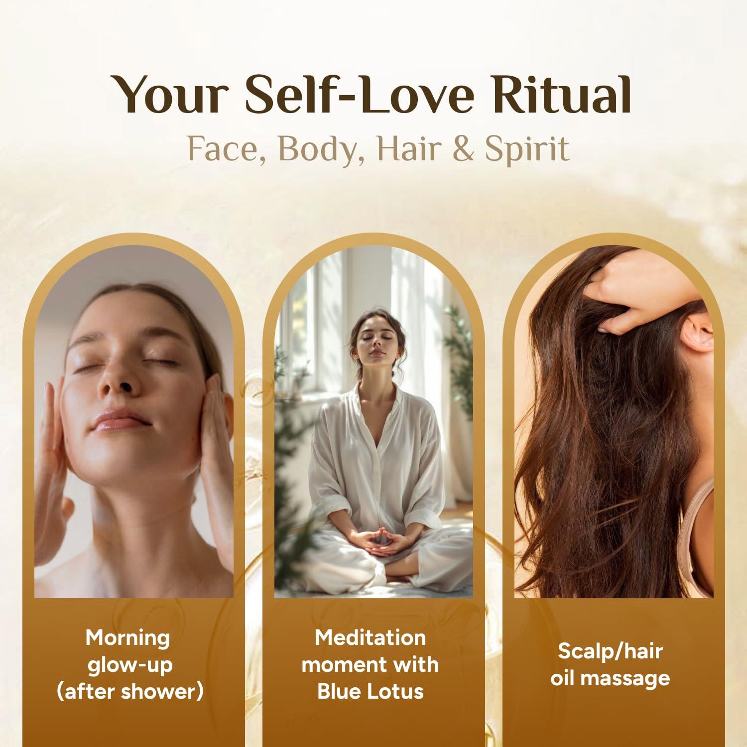 ZP.TECH ZP.TECH Pure Organic Moringa Oil with Blue Lotus Flower & Ormus Gold Hydrating & Anti-Aging Oil for Skin, Hair & Nails Premium 100% Cold Pressed Moringa Seed Extraction, Nourishes & Hydrates Skin