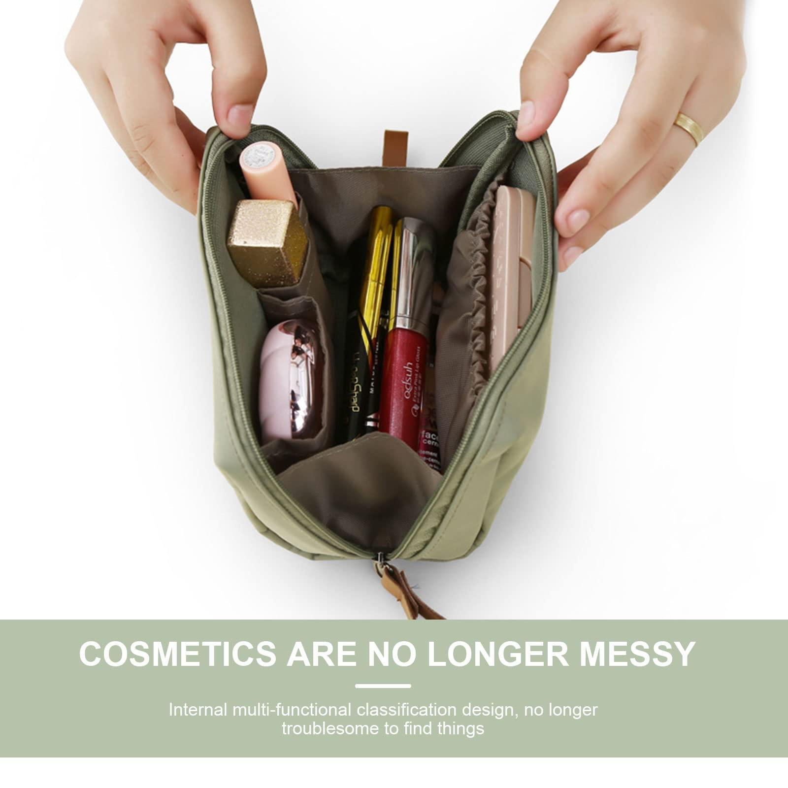 TSHAOUN TSHAOUN Travel Makeup Pouch, Small Cosmetic Bag 2023 New Travel Makeup, Waterproof Portable Travel Toiletry Pouch with Zipper,Travel Pouch for Women Toiletry and Makeup, Green Pink,