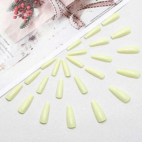 Blufly Blufly Glossy Press on Nails Long Square Coffin Fake Nails Acrylic False Nails Tips Ballerina Nails for Women and Girls (Blue) (Style C)