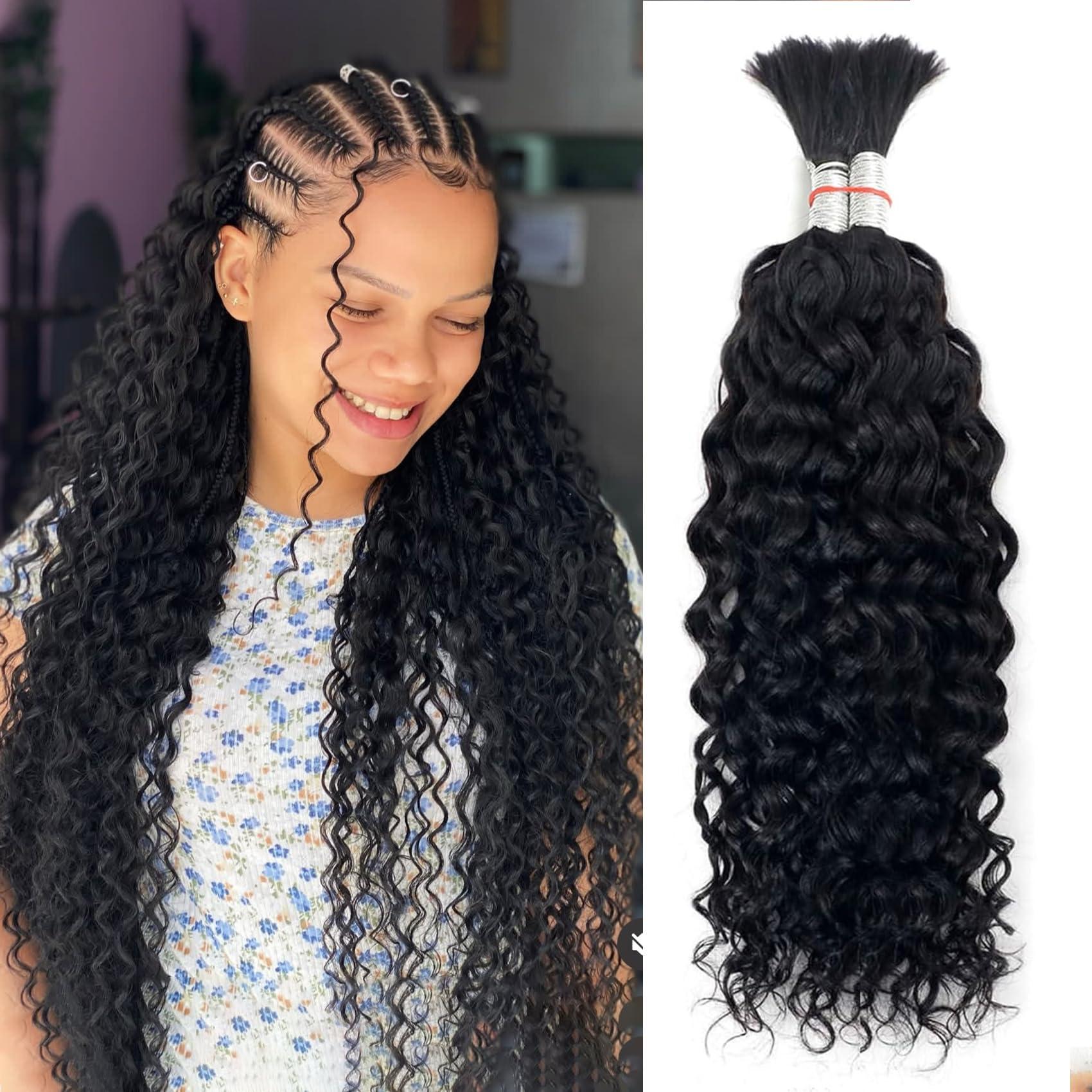 Forevermore Forevermore Water Wave Bulk Human Hair No Weft boho Knotless Braids Human Hair 26 Inch Remy Human Hair For Braiding 2 Bundles Braids Per Pack 100g Micro Braiding Human Hair Wet and Wave Natural Color