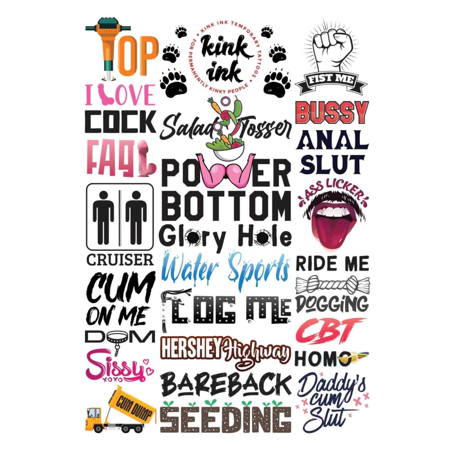 kink ink Kink Ink - 26 x Male Gay Cuck Pride LGBTQ+ Temporary Tattoo Sexy Kinky Sticker