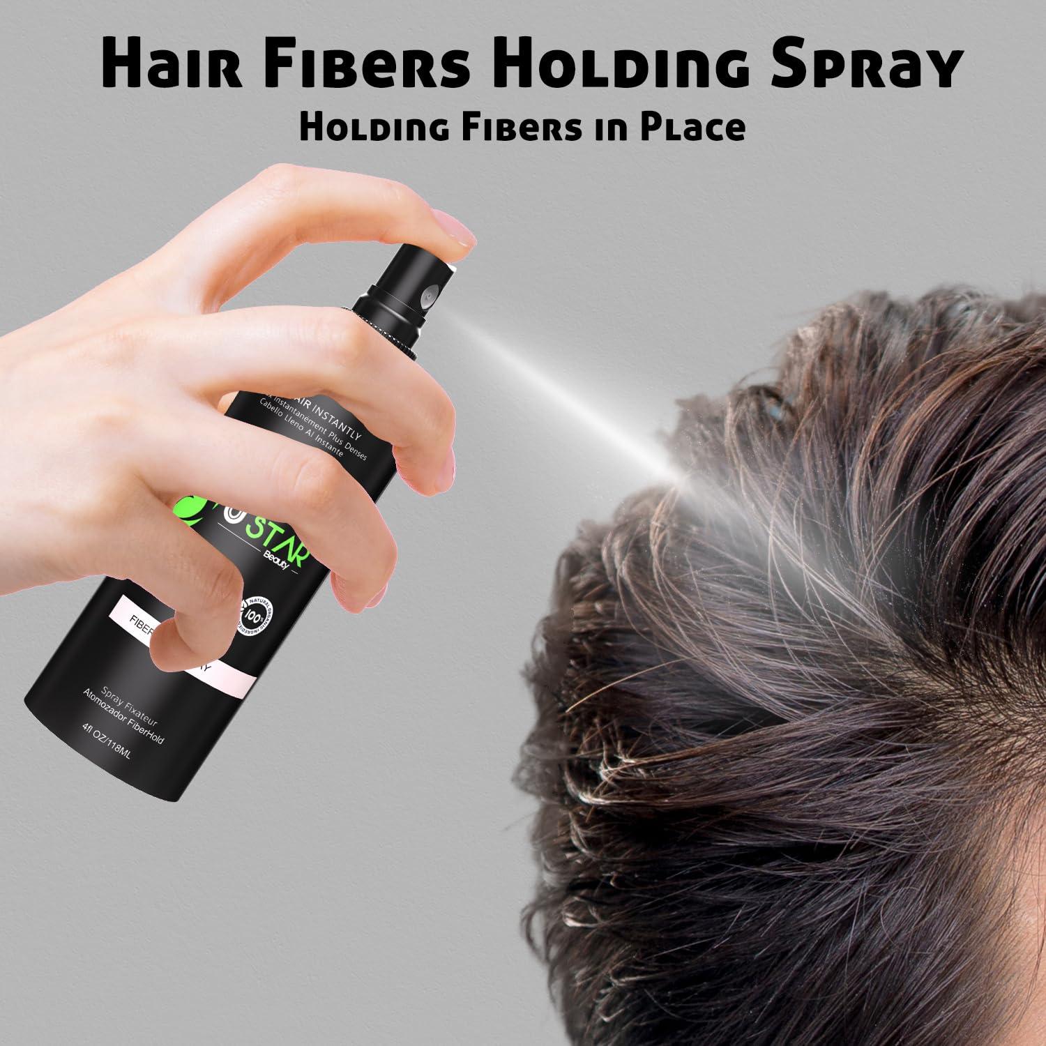 USTAR Ustar 4 in 1 Hair Building Fibers Set for Thinning Hair Thickening Natural Hair Loss Concealer Powder for Men & Women Bald Spot Cover Up and Hair Volume Enhancer 27.5g Light Blonde