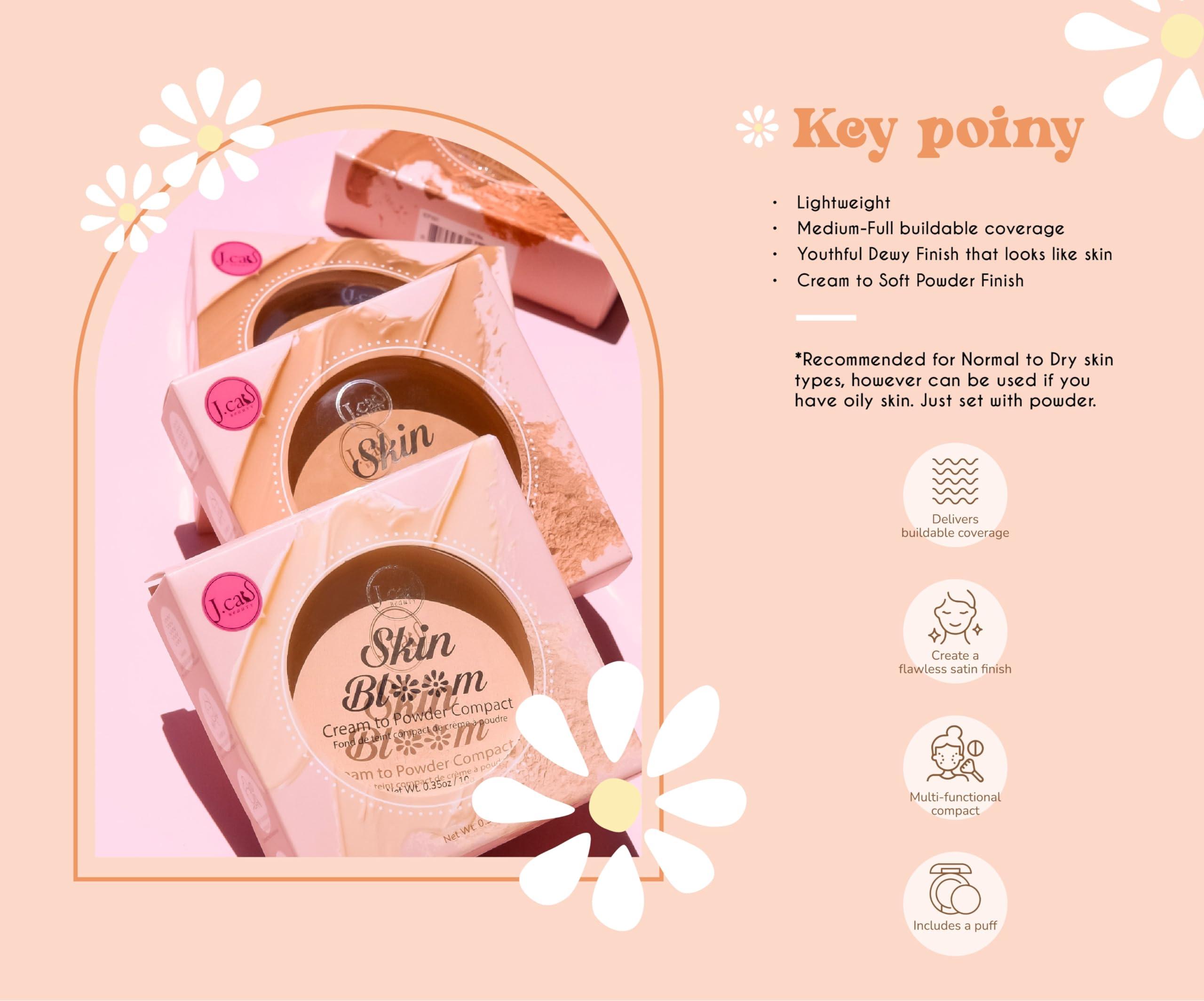 J.CAT BEAUTY J.CAT BEAUTY Skin Bloom Cream to Powder Compact, Mocha, Women\'s Makeup and Accessories, 1 Count (Pack of 1)