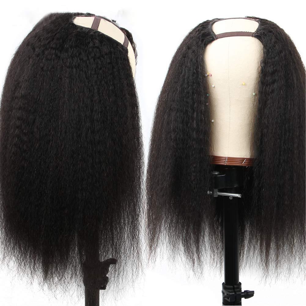 Prime Kitty Human Hair Kinky Straight U Part Wig Bob Wigs Left U Part Wig Human Hair 1x4 Small Cap Natural Color U Part Left Side Wigs Human Hair Black Women 10A Brazilian Human Hair Wigs No Shedding - 180% 14"