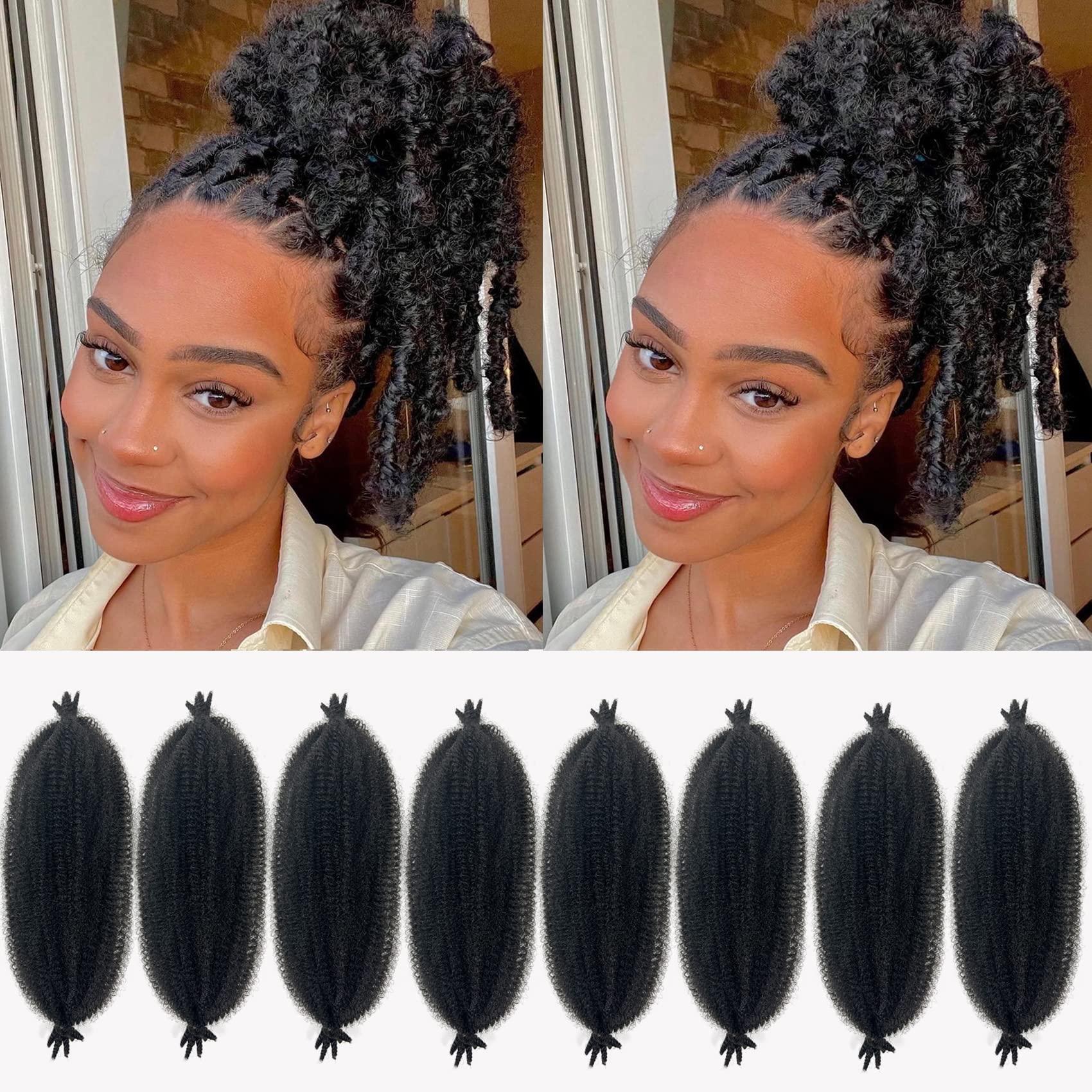 Paraglame Cuban Twist Hair 12 Inch 8 Packs Marley Twist Braiding Hair Springy Afro Twist Hair, Kinky Twist Hair for Braiding, Wrapping Hair for Distressed Butterfly Locs (8Packs, 1B#)