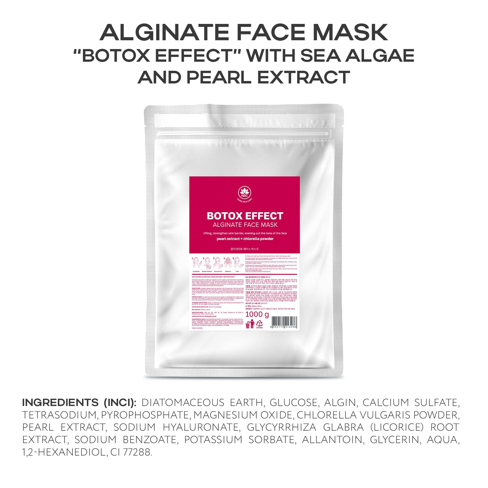 NSC Name Skin Care Alginate Powder Face Mask with Chlorella Seaweed and Pearl Extract - 2.2lb, 40 Applications - Peel Off Korean Beauty Natural Fascial Skincare - Hydrating Moisturizing Peeling Spa Kit