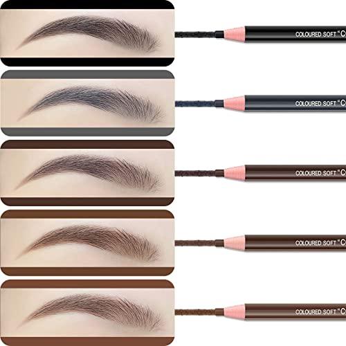 Pinkiou 5pcs Microblading Pencil Waterproof Eyebrow Peel-off Pencil Pull Cord Microblading Supplies Brow Lamination Pencil Set For Marking Filling Outlining Eye Brow Liners In 5 Colors