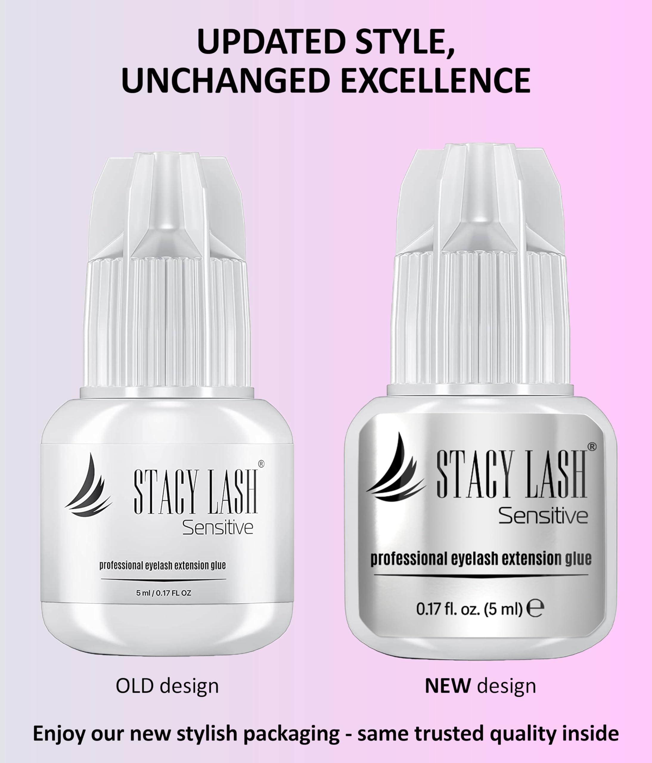 STACY LASH Sensitive Eyelash Extension Glue Stacy Lash 0.17fl.oz/5ml / 5-6 Sec Drying time/Retention 4-5 Weeks/Black Adhesive/Professional Supplies