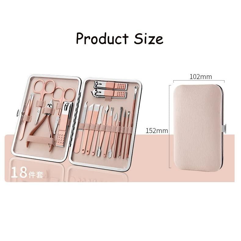 DLUXCA DLUXCA 18PCS Nail Clipper Set Stainless Steel Rose Gold Silver Manicure Cutters Nail Scissors Ear Spoon File Penicure Tool