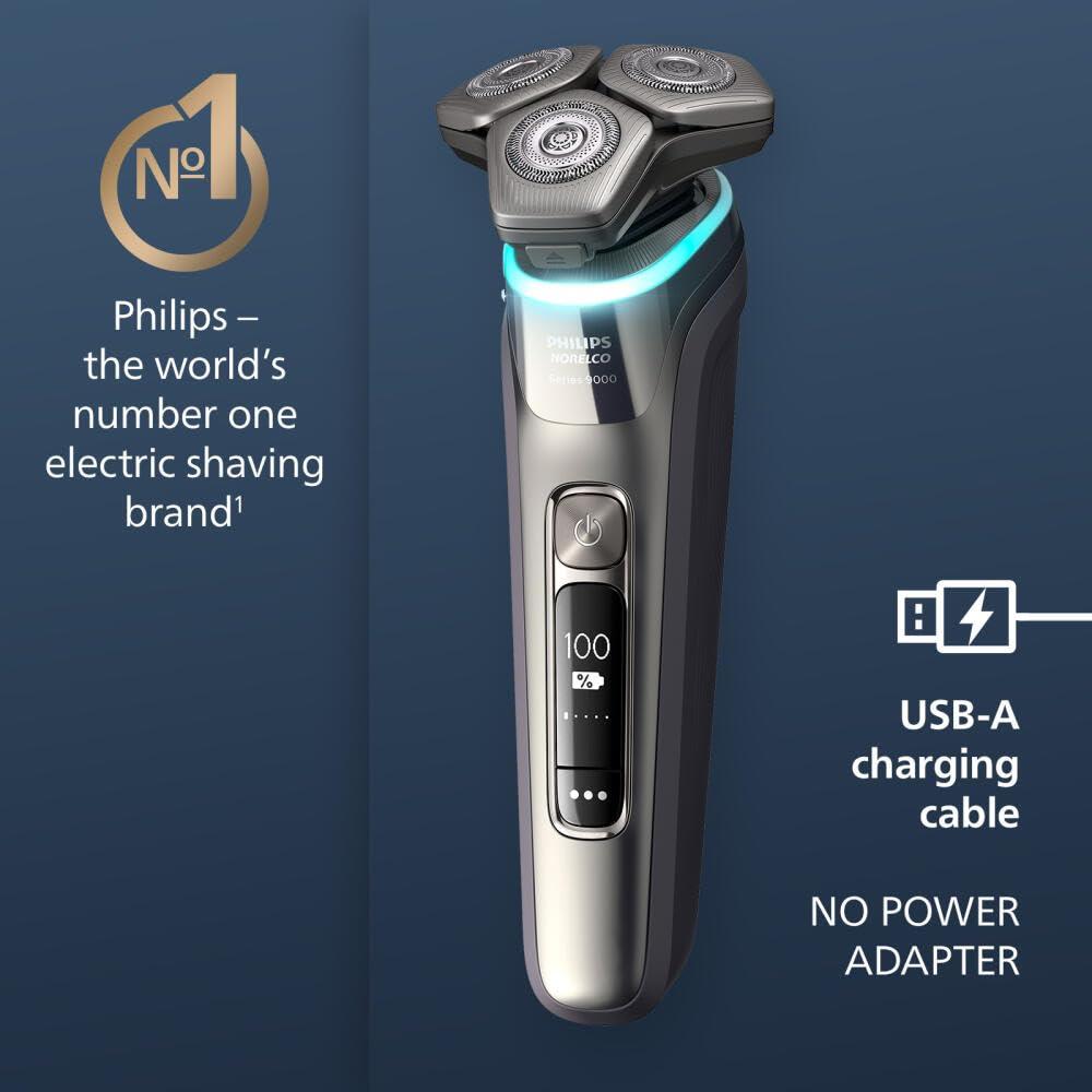 Philips Norelco Philips Norelco Shaver Series 9000, Wet and Dry Electric Shaver, with Lift & Cut Shaving System and SenseIQ Technology, Pop-up Trimmer, Cleaning Pod, Charging Stand and Travel Case, Model S9987/85