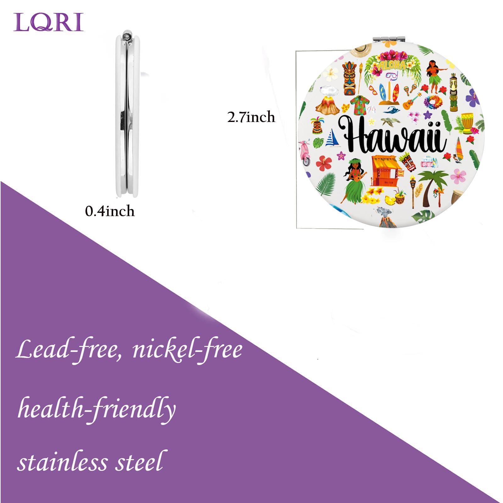 LQRI LQRI Hawaii Travel Compact Mirror Hawaii Lover Gift Hawaii Vacation Merchandise Hawaii Traveller Portable Makeup Mirror
