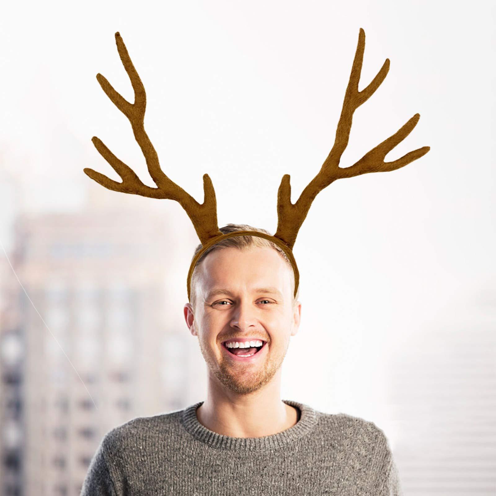 MR.FOAM MR.FOAM Reindeer Antlers Headband, Festive Adult Deer Antler Headpiece for Halloween, Christmas, and Easter Party (brown)