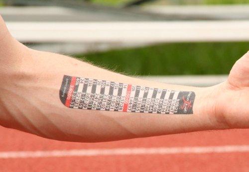 PACETAT PACETAT - Temporary Pacing Tattoo - Kilometer Splits - Full and Half Marathon Finish Times (Full: 4:05 | Half: 2:02)