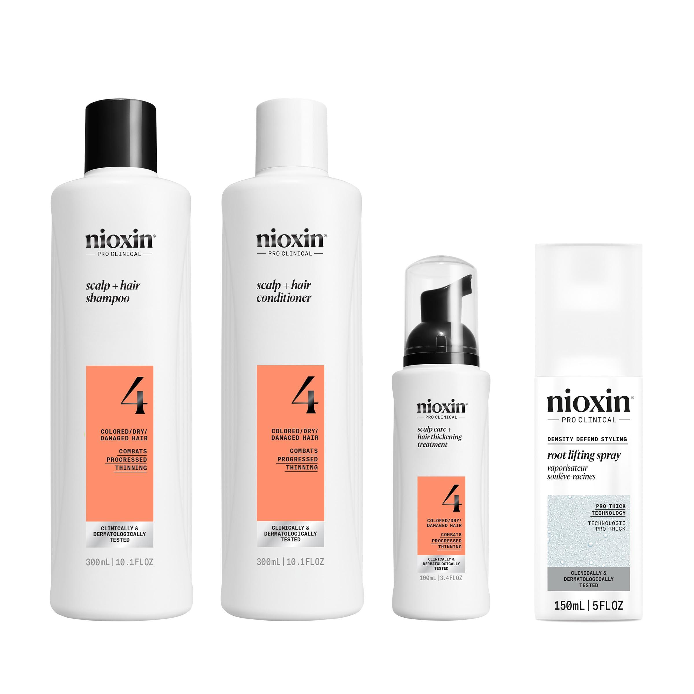 Nioxin Nioxin System Kit 4 + Thickening Spray, For Color Treated Hair with Progressed Thinning, Full Size (3 Month Supply)