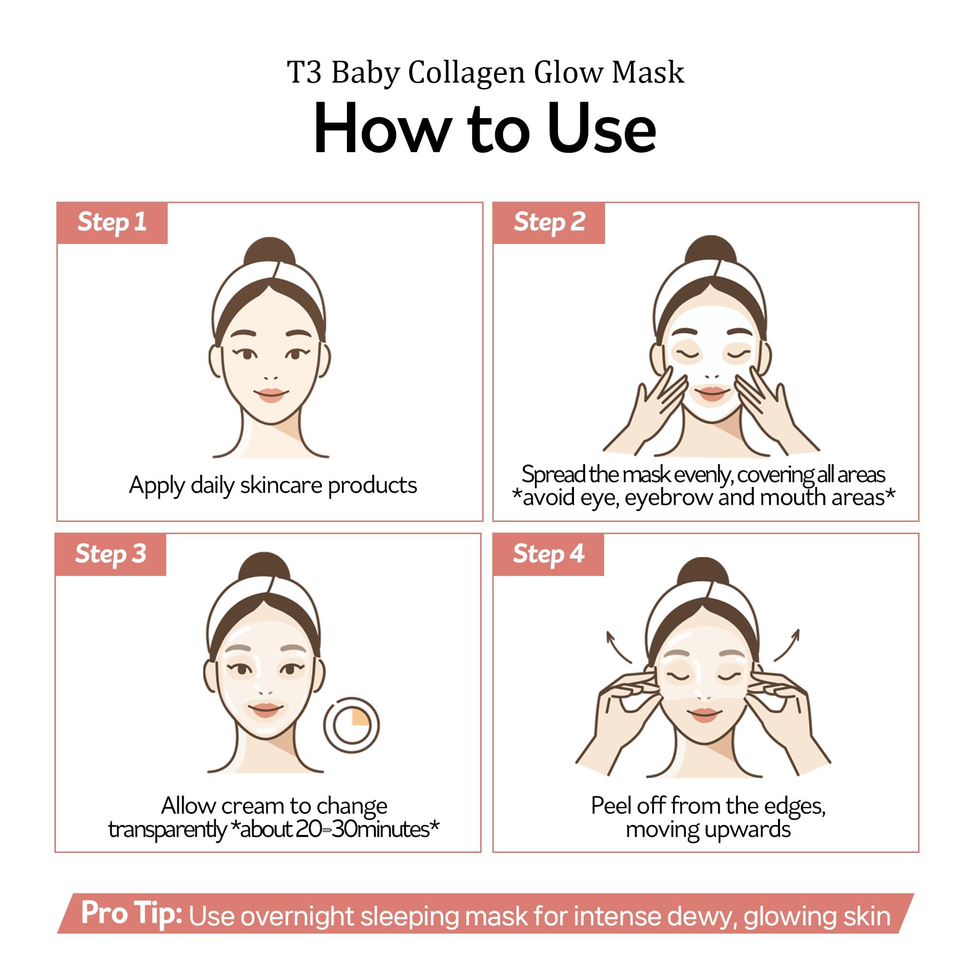 PESTLO PESTLE + ROAD PESTLO Baby Collagen Glow Mask - Korean Peel-Off Mask Skincare Infused with with Reallagen/T-3 Vegan Collagen, Aginon, Volufiline, for Elasticity, Firmness, Glow Skin, and Optional Overnight Use