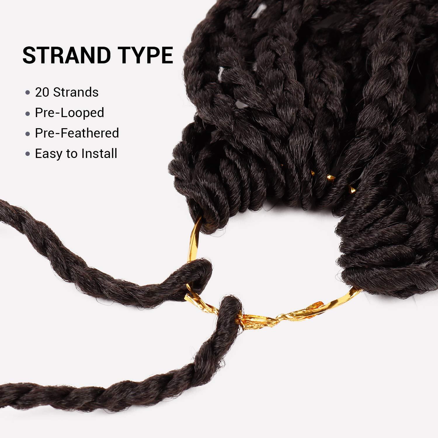AU-THEN-TIC 20 Inch AU-THEN-TIC Wavy Box Braid Crochet Hair Goddess Box Braids Crochet Hair Crochet Box Braids Pre Stretched Synthetic Hair Extensions (20 Inch (Pack of 4), 2-Dark Brown)