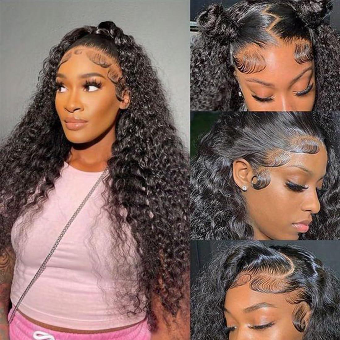 WIGMY 13x6 HD Lace Front Wigs 200% Density Mongolian Kinky Curly Lace Front Wig Undetectable Lace Human Hair Wig for Black Women Unprocessed Virgin Human Hair Curly Wig Full and Thick 20inch