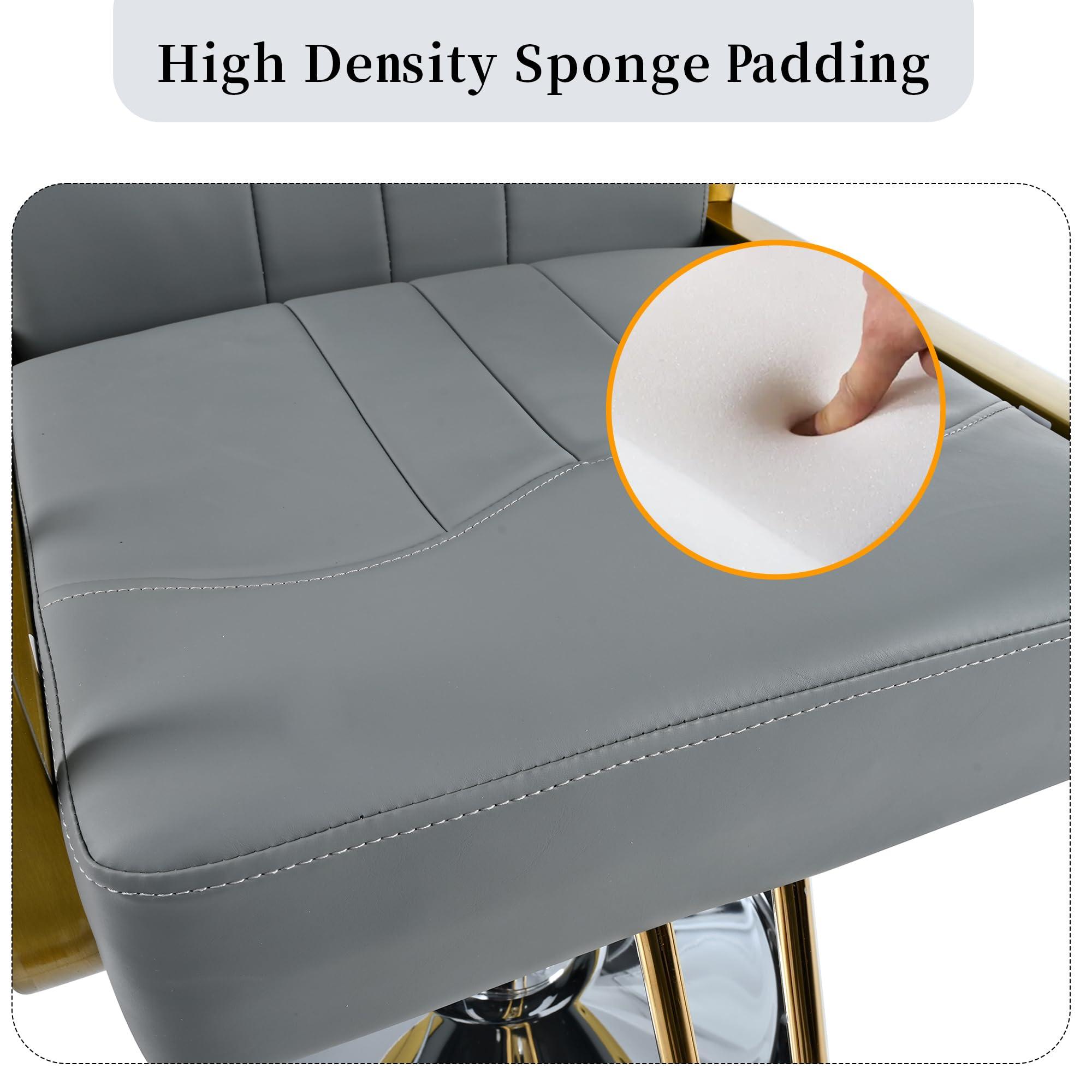 Zeewoo Reclining Barber Chair, with Heavy Duty Hydraulic Pump, Adjustable Backrest and Headrest, 360 Rotation, for Hair Stylist Tattoo Chair Shampoo Beauty Salon Equipment, Max Load Weight 400 Lbs, Gray