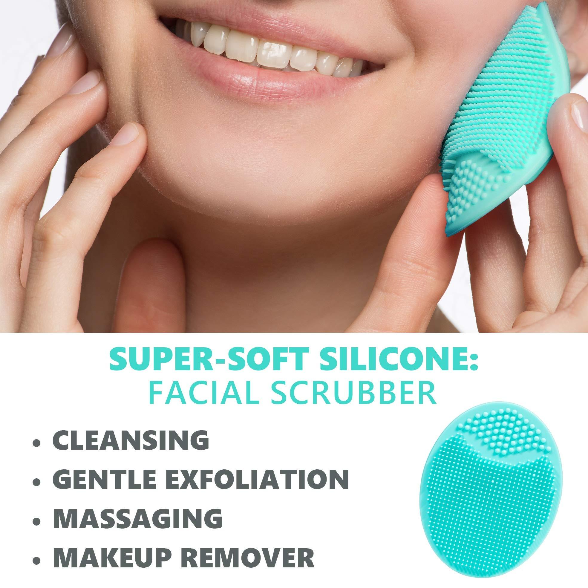 Dylonic Dylonic 3pk Exfoliating Brush and Precision Tweezers for Ingrown Hair Treatment for Bikini Area, Razor Bumps Shaving Irritation - Silicone Scrubbers Gift Set, Body + Face Skin Exfoliator Brush