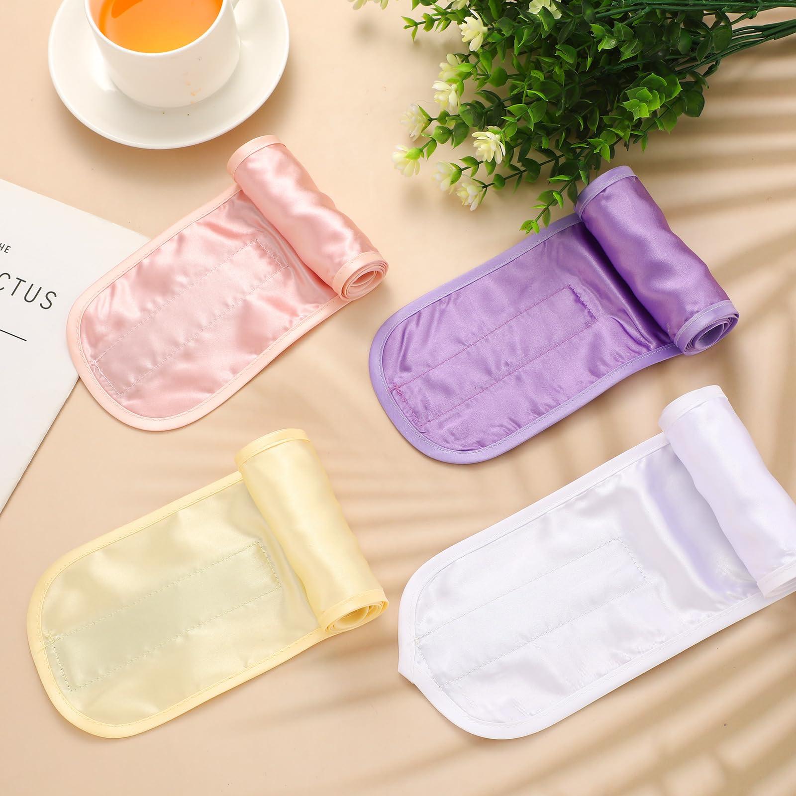 Eurzom Eurzom 4 Pieces Satin Hair Wrap Scarf Satin Headband for Black Women\'s Adjustable Silk Hair Wraps for Sleeping Nonslip Strips(Elegant Color)