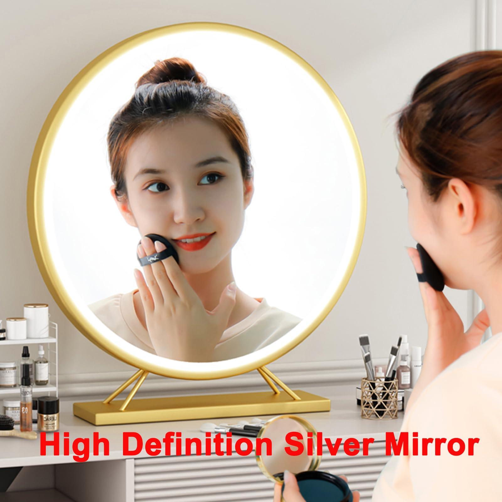 Topjia TopJia Makeup Mirror,Vanity Tabletop Mirror Countertop Mirror,Bathroom Shaving Mirror, Cosmetic Dressing Table Circle Mirror Dressing Table, Desk, Bathroom, Bedroom(40cm, Black), 1774273