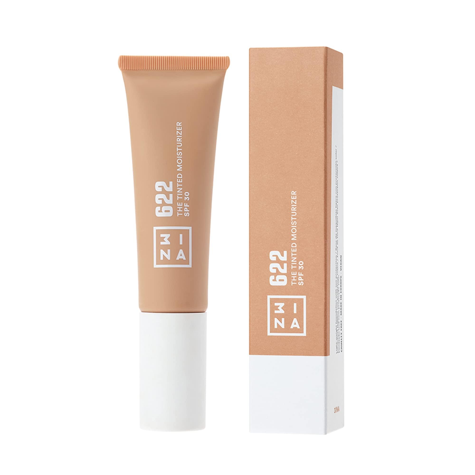 3INA 3ina 622 Tinted Moisturizer for Face with SPF 30 - Dark Sand - BB Cream with Light to Medium Coverage - Hyaluronic Acid Moisturizer for All Skin Tones - Vegan, Cruelty and Paraben Free Make Up - 1 oz