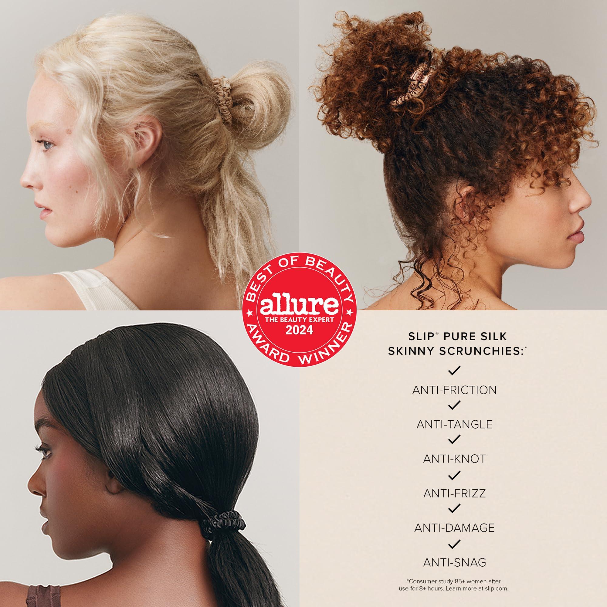 SLIP slip Skinny Scrunchies in Ornament Packaging: Anti-Crease, Anti-Breakage Slipsilk Design Protects Delicate Hair | Includes 4 Pure Silk Scrunchies