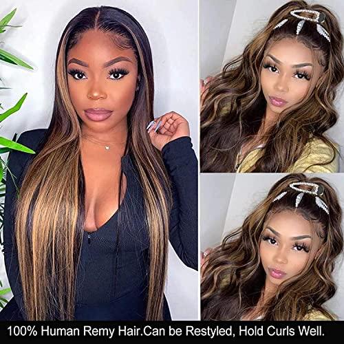 haha Haha Ombre Straight Bundles Human Hair Brown Highlight Human Hair 3 Bundles Brazilian Remy Virgin Hair Sew In Bundles For Women Black Brown Piano Color Hair Weave Extensions 16 18 20 Inch FB30