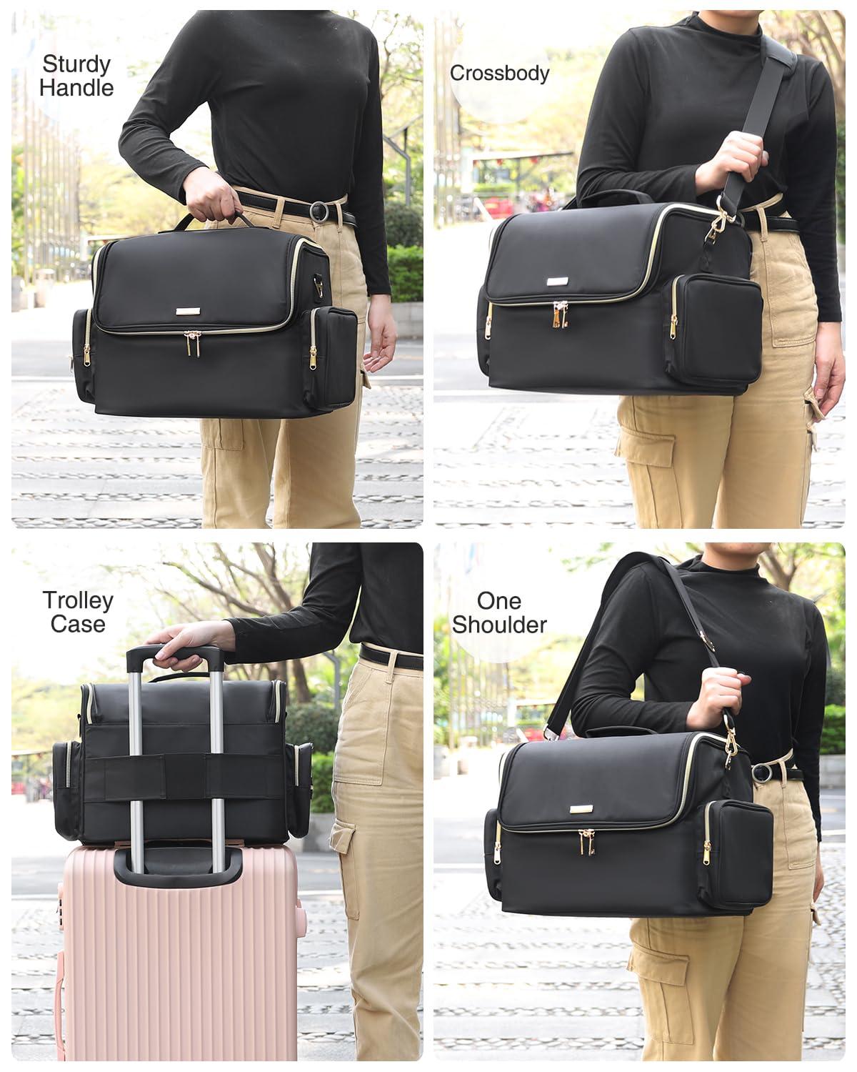 TANTO Professional Makeup Bag Makeup Artist Bag Extra Large Makeup Case Cosmetic Bag Travel Makeup Organizer Case Makeup Train Case with Adjustable Dividers(Black, Extra Large)