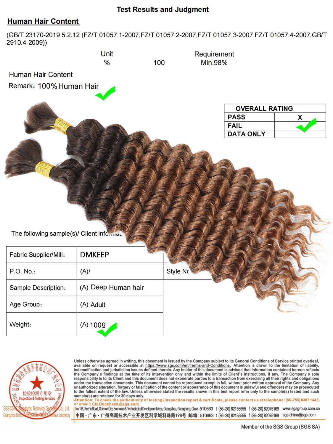 DMKEEP DMKEEP Ombre Top Grade Human Braiding Hair 2 Bundles 100g Human Hair Braiding Hair No Weft Deep Wave Bulk Human Hair for Braiding Hair Extensions T4/30 18 Inch