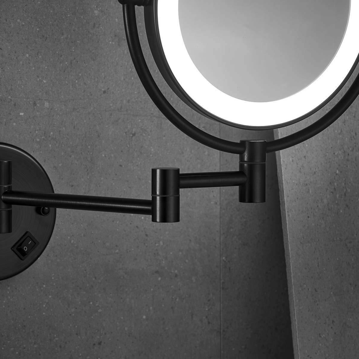 BABUUN BABUUN Makeup Mirror 8 Inch with 10X Magnification and LED Light Vanity Mirror, 360 Degree Swivel Rotation with Distortion (Size : 7X)