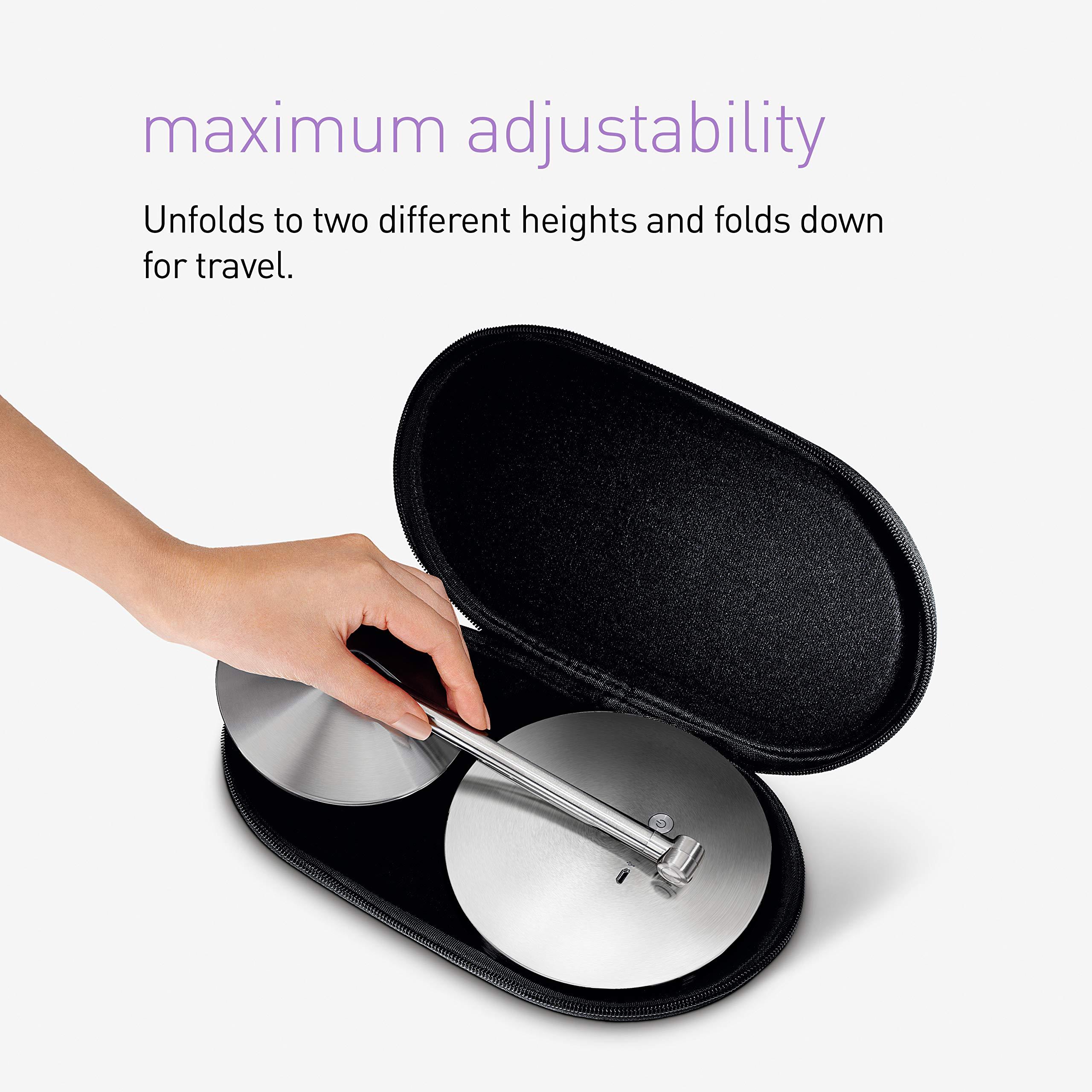 simplehuman simplehuman Sensor Mirror, 5\" Round Rechargeable Mini Travel Makeup Mirror, 10x Magnification, Brushed Stainless Steel