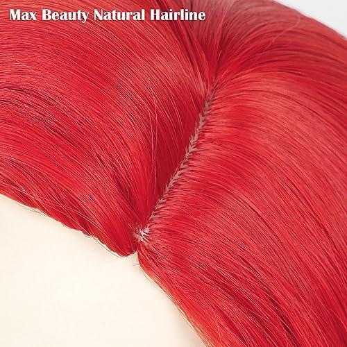 LABEAUT LABEAUT Max Beauty Red Mermaid Wigs Long Curly Daily Wig Hair Heat Resistant Synthetic Fiber for Halloween for Cosplay for Christmas (Red Kids + Hairpin)