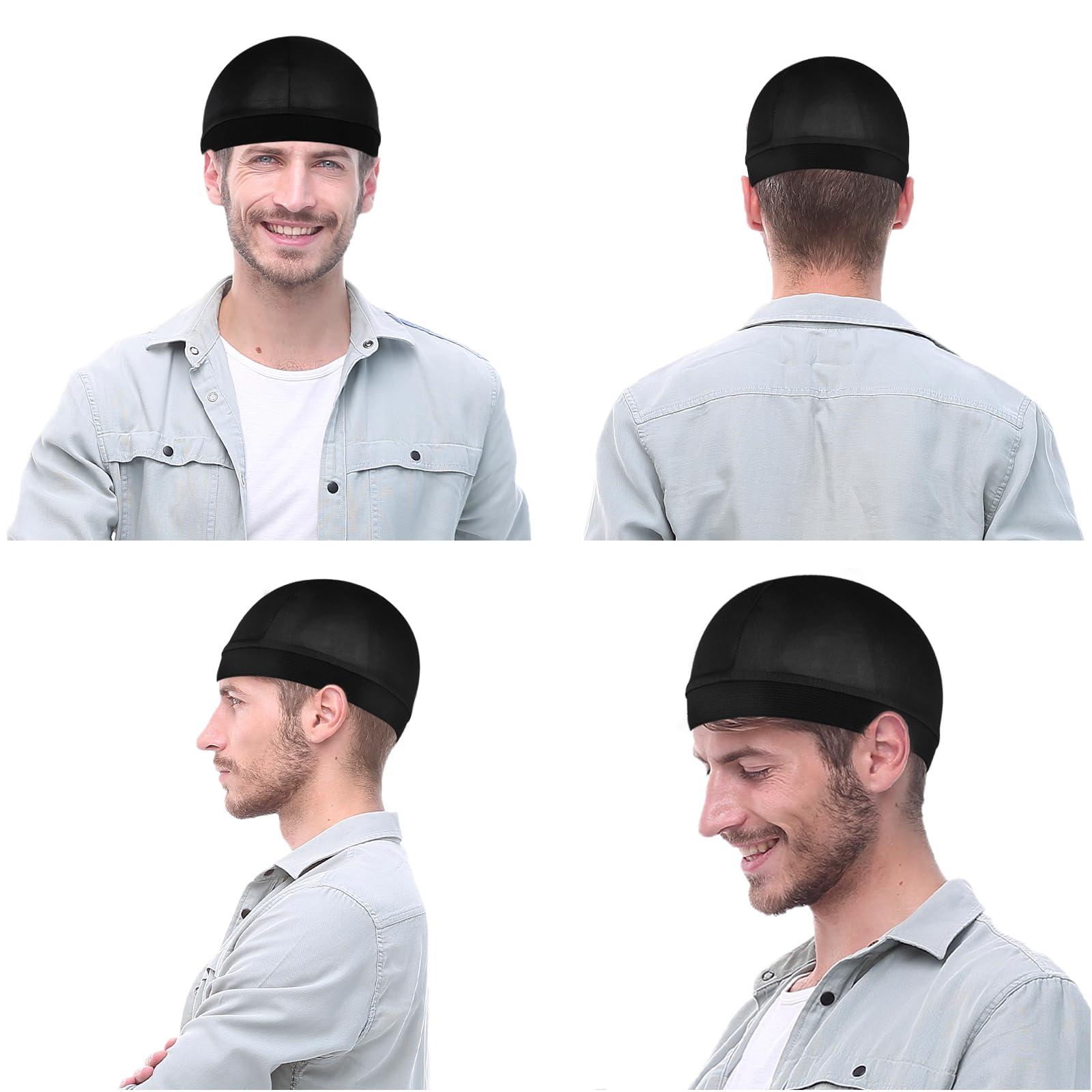 WY LIGHTING LEVEL Silky Bonnet for Men, Wave Cap Satin Silk Hair Bonnet for Sleep, Durags Elastic Band Wave Caps for 360 540 720 Waves, Sleeping Shower Caps Silk Hair Wrap for Men Women (Black)