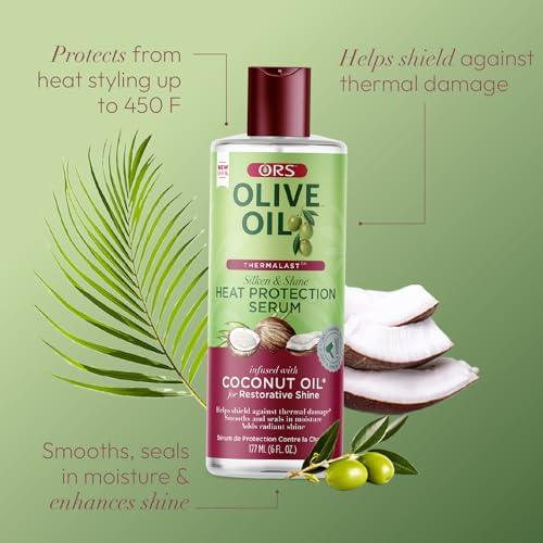 ORS Olive Oil ORS Olive Oil Heat Protection Hair Serum infused with Coconut Oil for Restorative Shine - 6 ounces (Pack of 1)