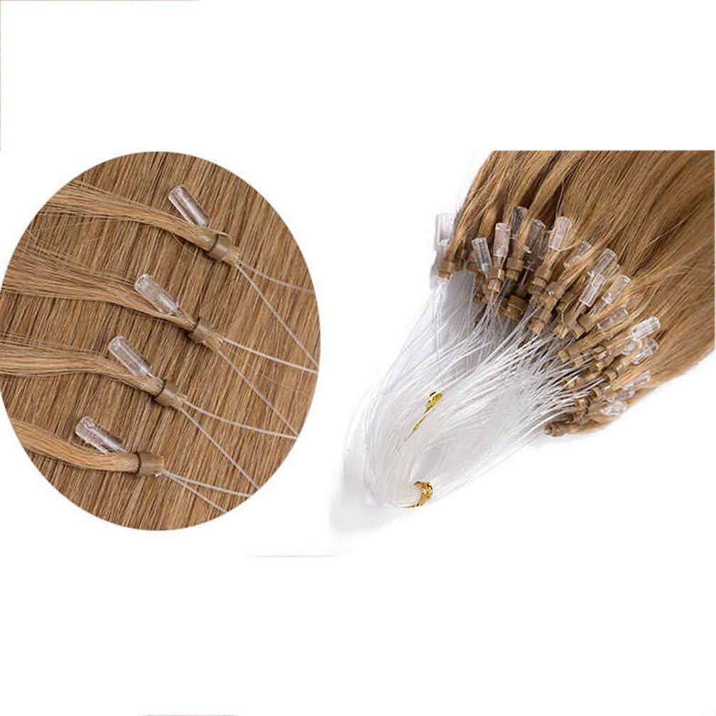Drasawee Drasawee 1 Gram Micro Ring Loop Fish Line Hair Extensions Wavy Long Remy Hair Extensions Women\'s Wigs-Gift 20\'\' 100 strands/set 20#