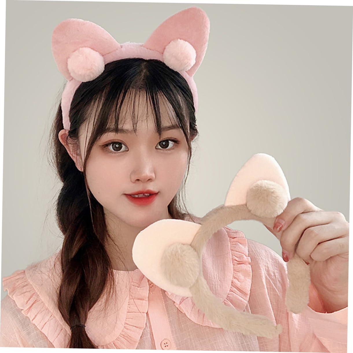 MAGICLULU MAGICLULU 2pcs Cat Ears Headband Cat Ear Headphones Fox Ears Cat Ears Cosplay Cat Ear Headband Cat Collar Black Cat Ears Cat Cat Headband Cats Cat Self Kitten Muffs Abs