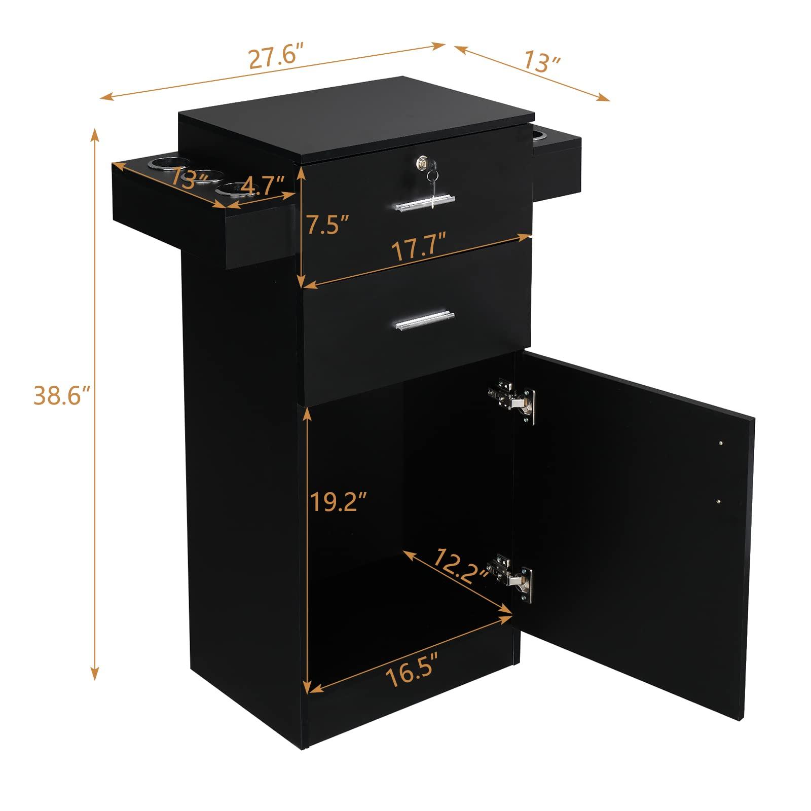 OmySalon OmySalon Salon Stations for Hair Stylist, Beauty Salon Storage Cabinet, Hair Styling Equipement Set with a Large Storage Cabinet, 2 Drawers and 6 Hair Dryer Holders, Black